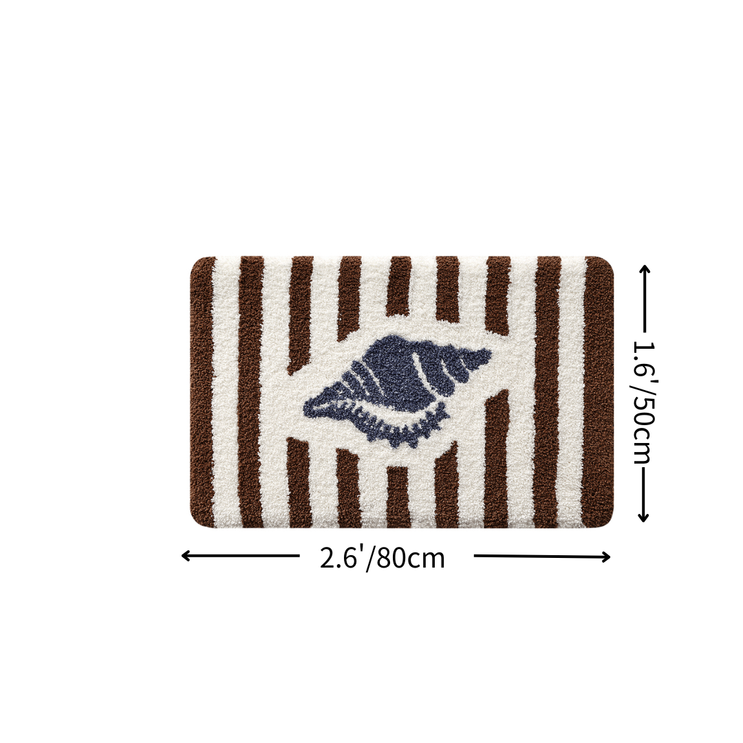 Coastal Striped Conch Flocked Rug