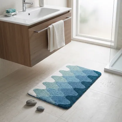 Coastal Waterfall Gradient Flocked Rug