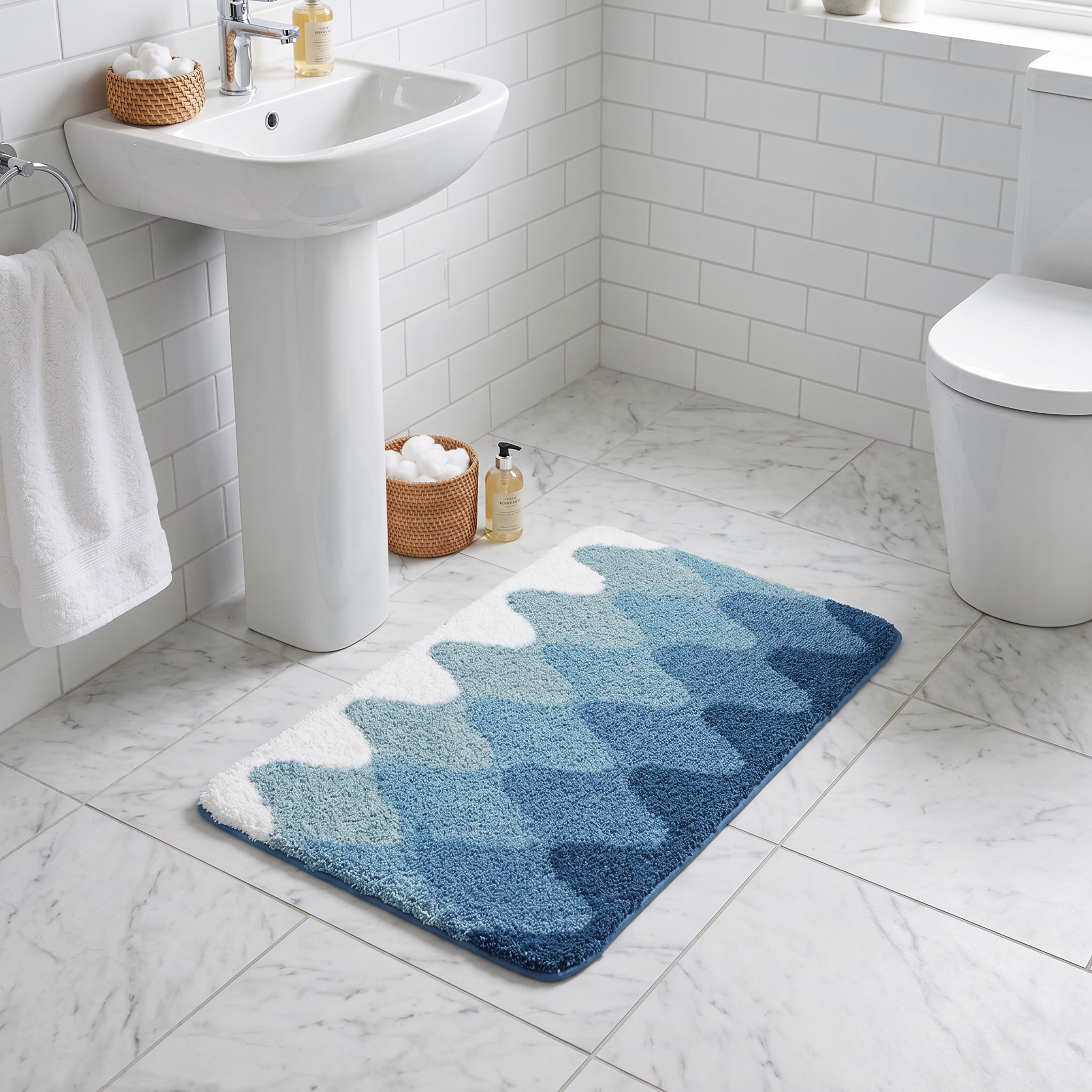 Coastal Waterfall Gradient Flocked Rug