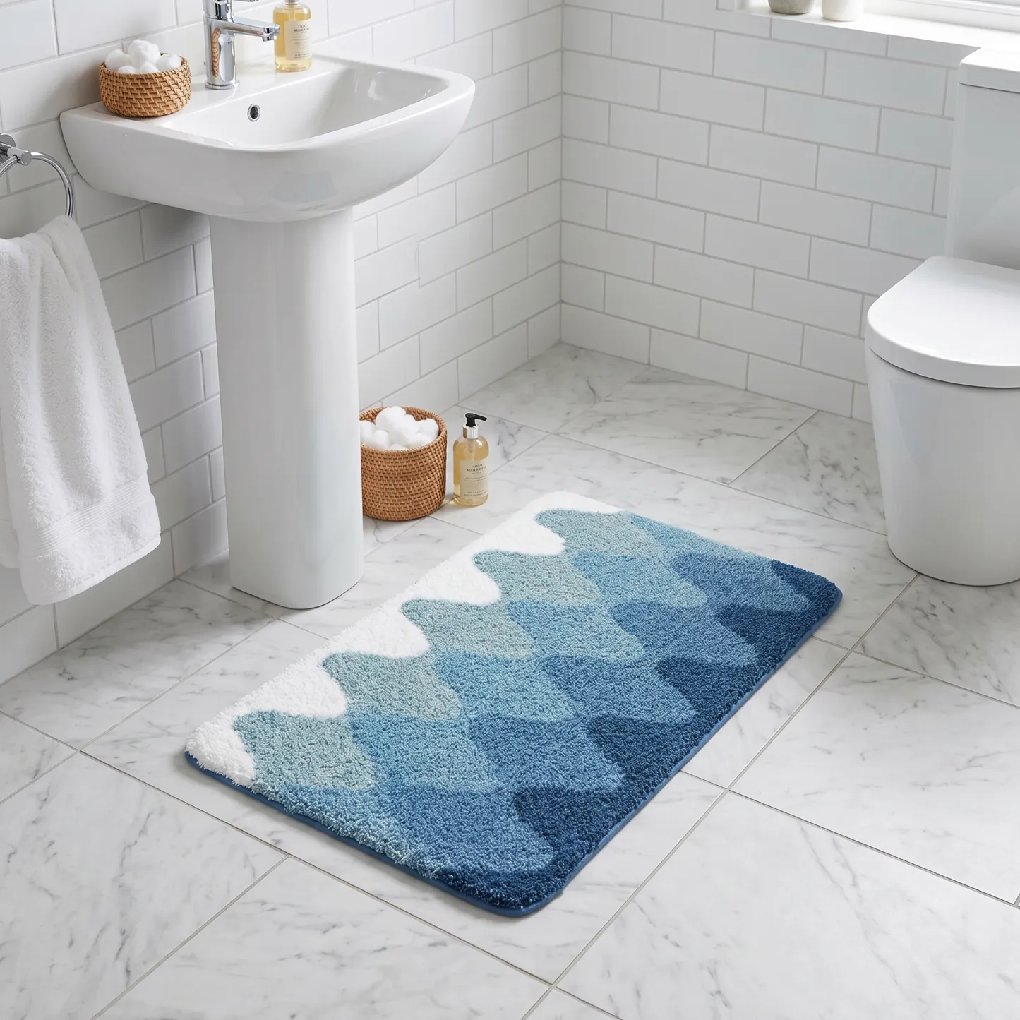 Coastal Waterfall Gradient Flocked Rug