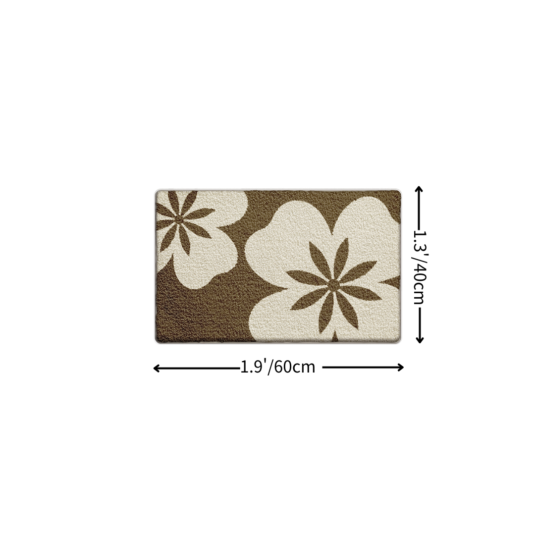 Coffee Floral Flocked Rug