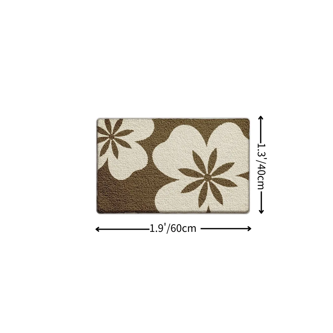 Coffee Floral Flocked Rug