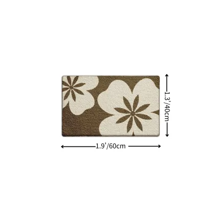 Coffee Floral Flocked Rug