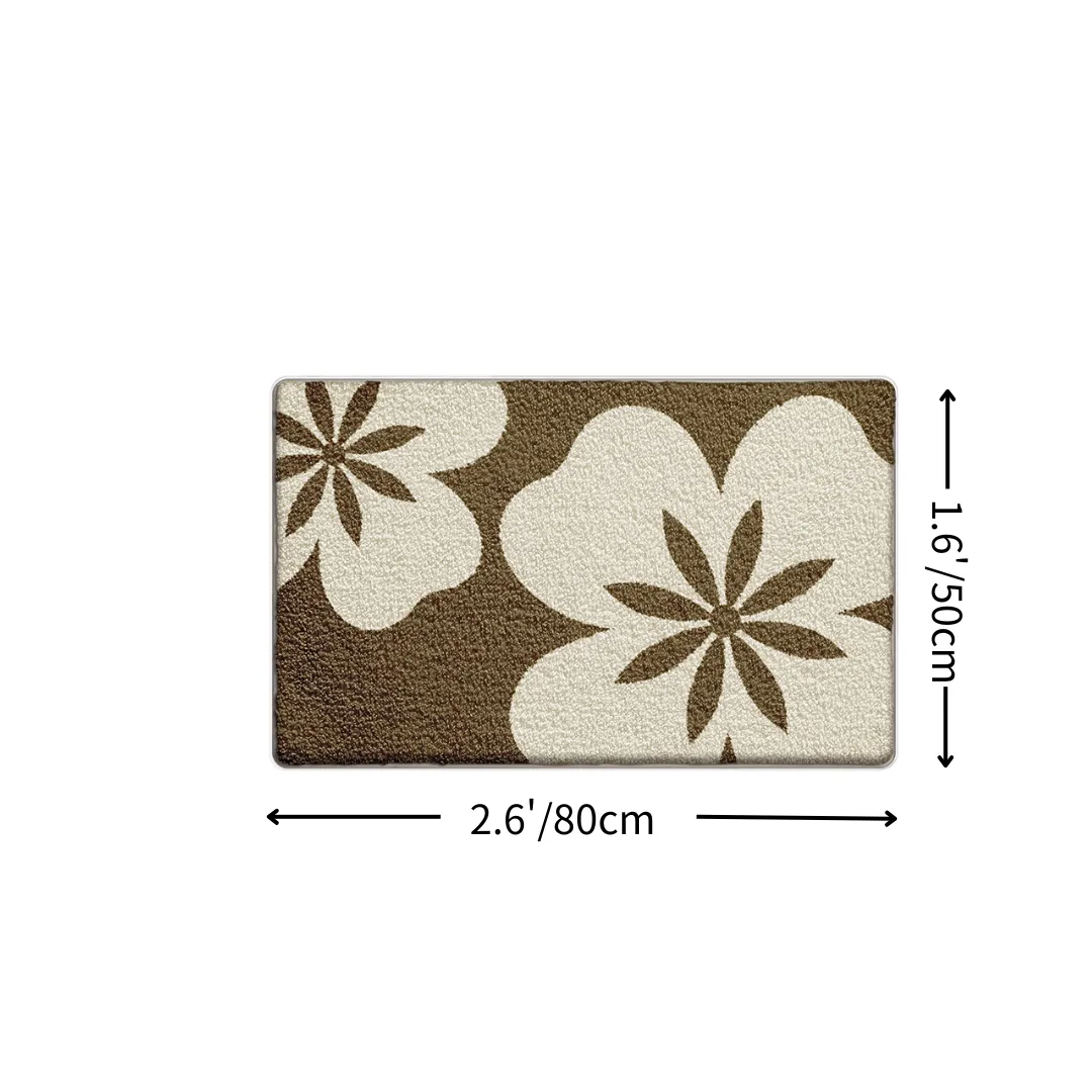 Coffee Floral Flocked Rug