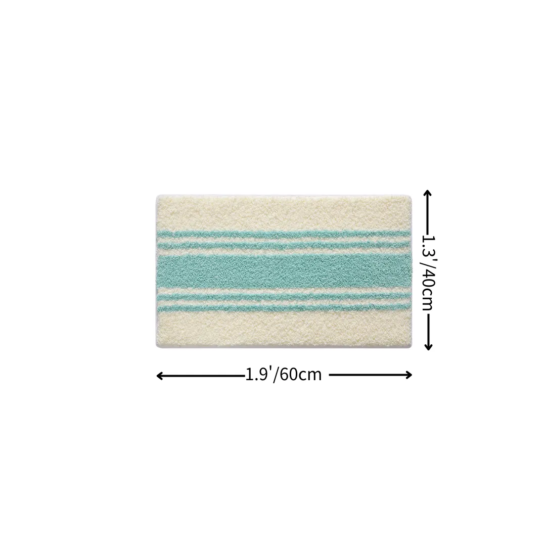 Fresh Mint Diagonal Stripe Flocked Rug