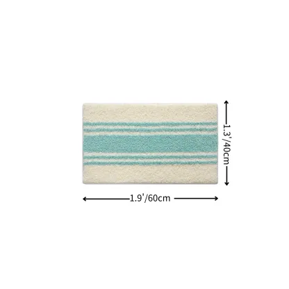 Fresh Mint Diagonal Stripe Flocked Rug