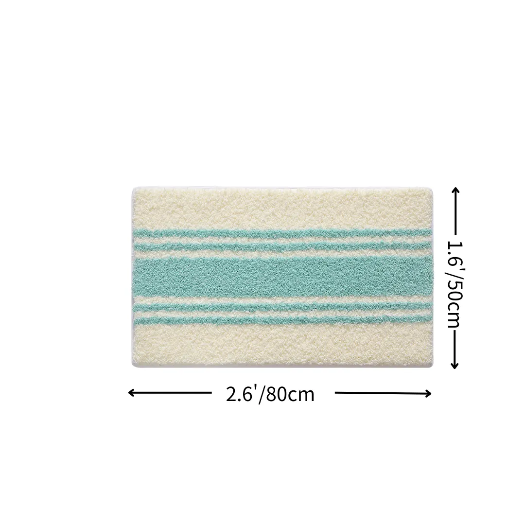 Fresh Mint Diagonal Stripe Flocked Rug