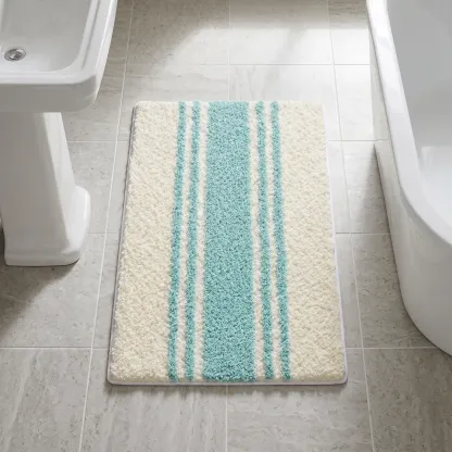 Fresh Mint Diagonal Stripe Flocked Rug