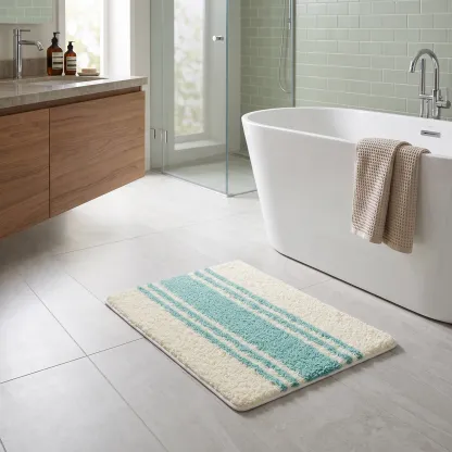 Fresh Mint Diagonal Stripe Flocked Rug