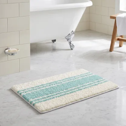Fresh Mint Diagonal Stripe Flocked Rug