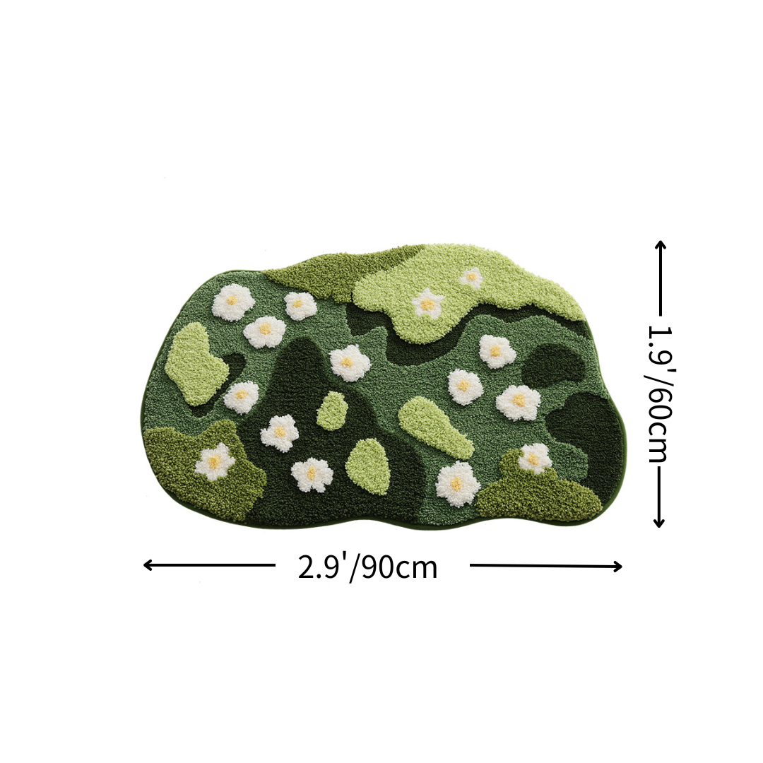 Green Daisy Meadow Flocked Rug