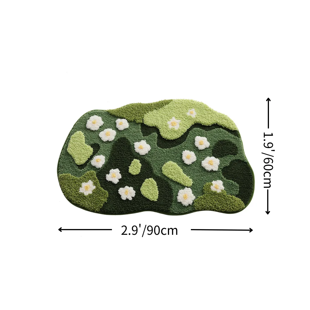 Green Daisy Meadow Flocked Rug