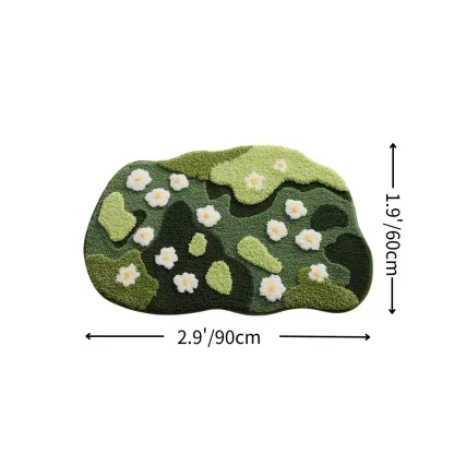 Green Daisy Meadow Flocked Rug