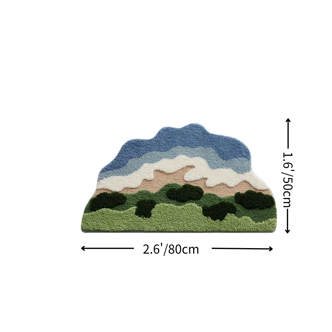 Layered Mountain & Sea Flocked Rug