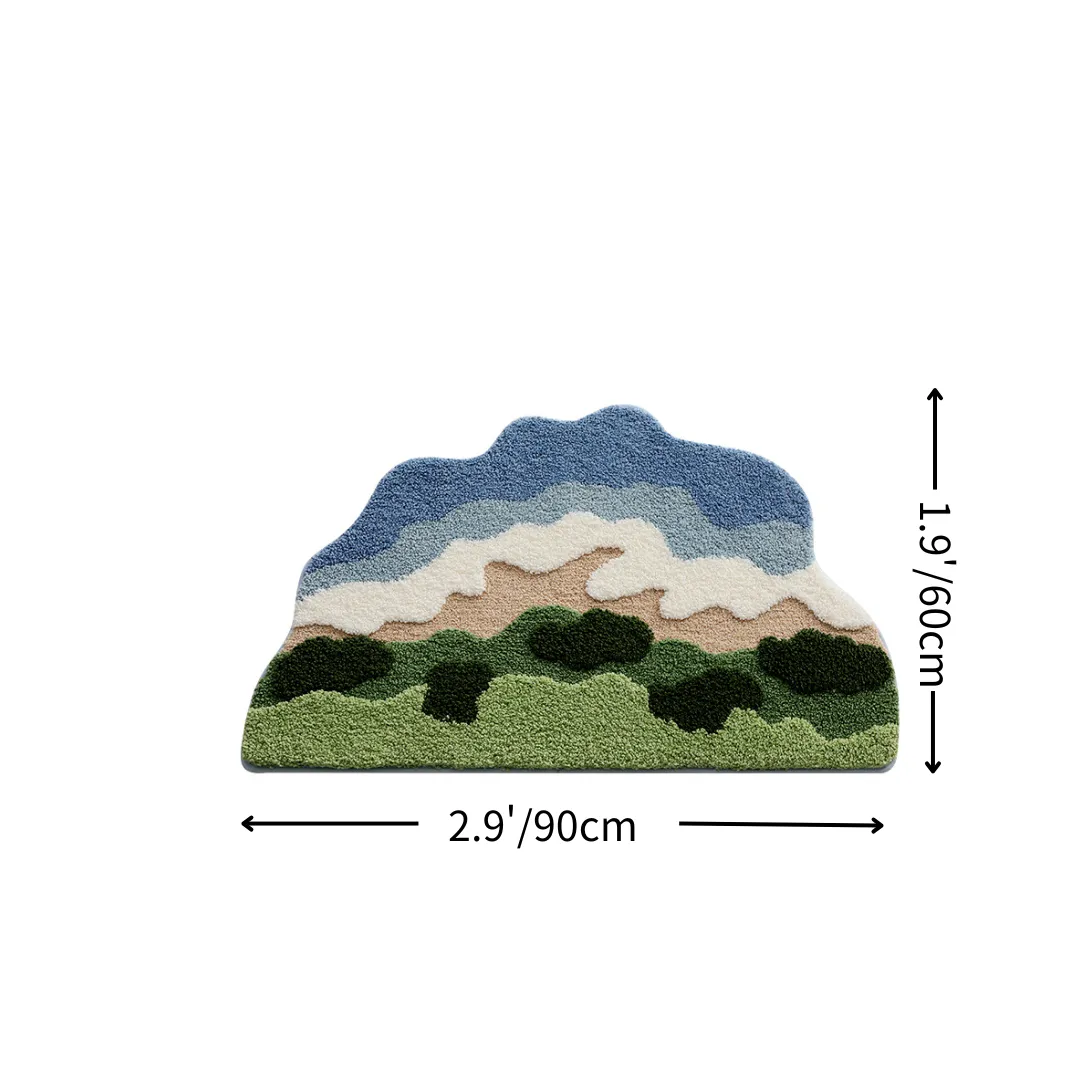 Layered Mountain & Sea Flocked Rug
