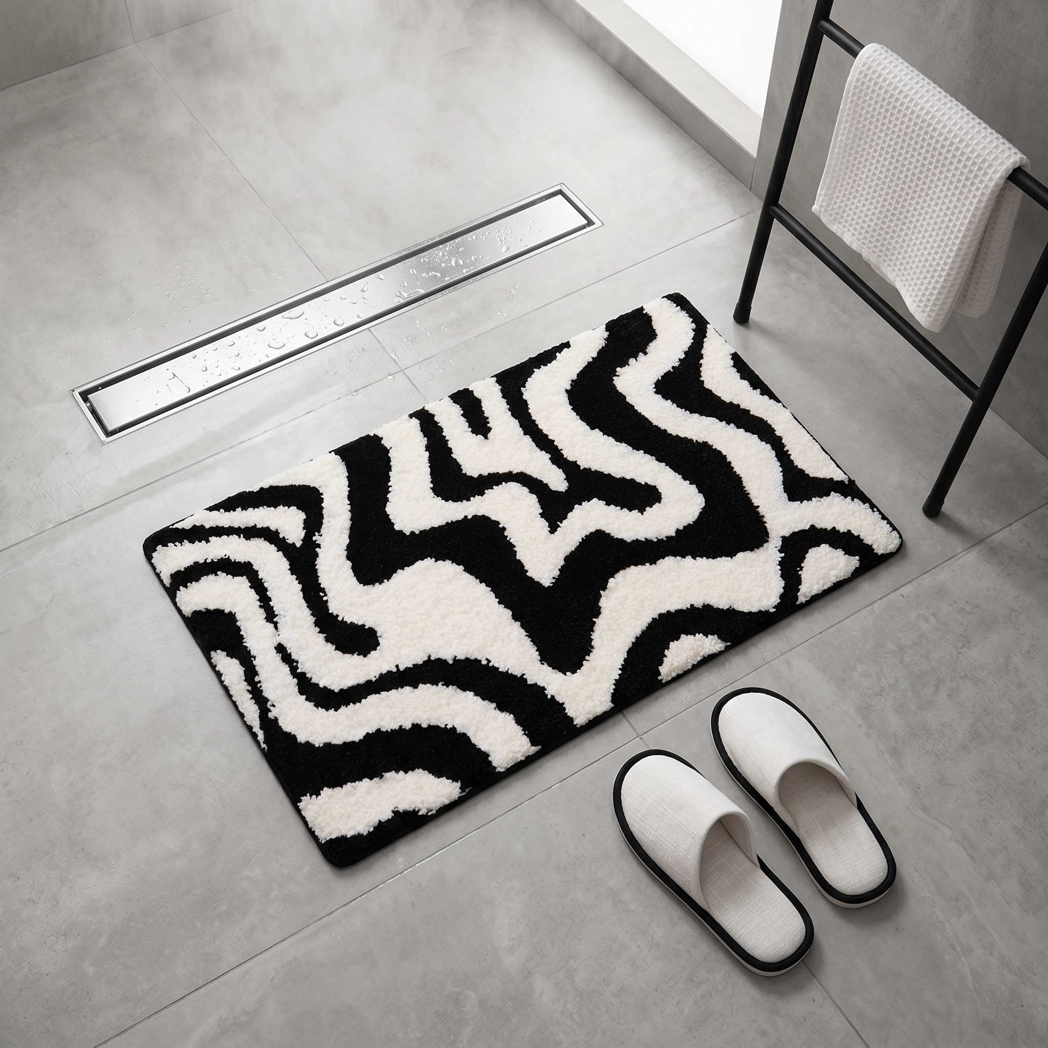 Modern Zebra Swirl Flocked Rug