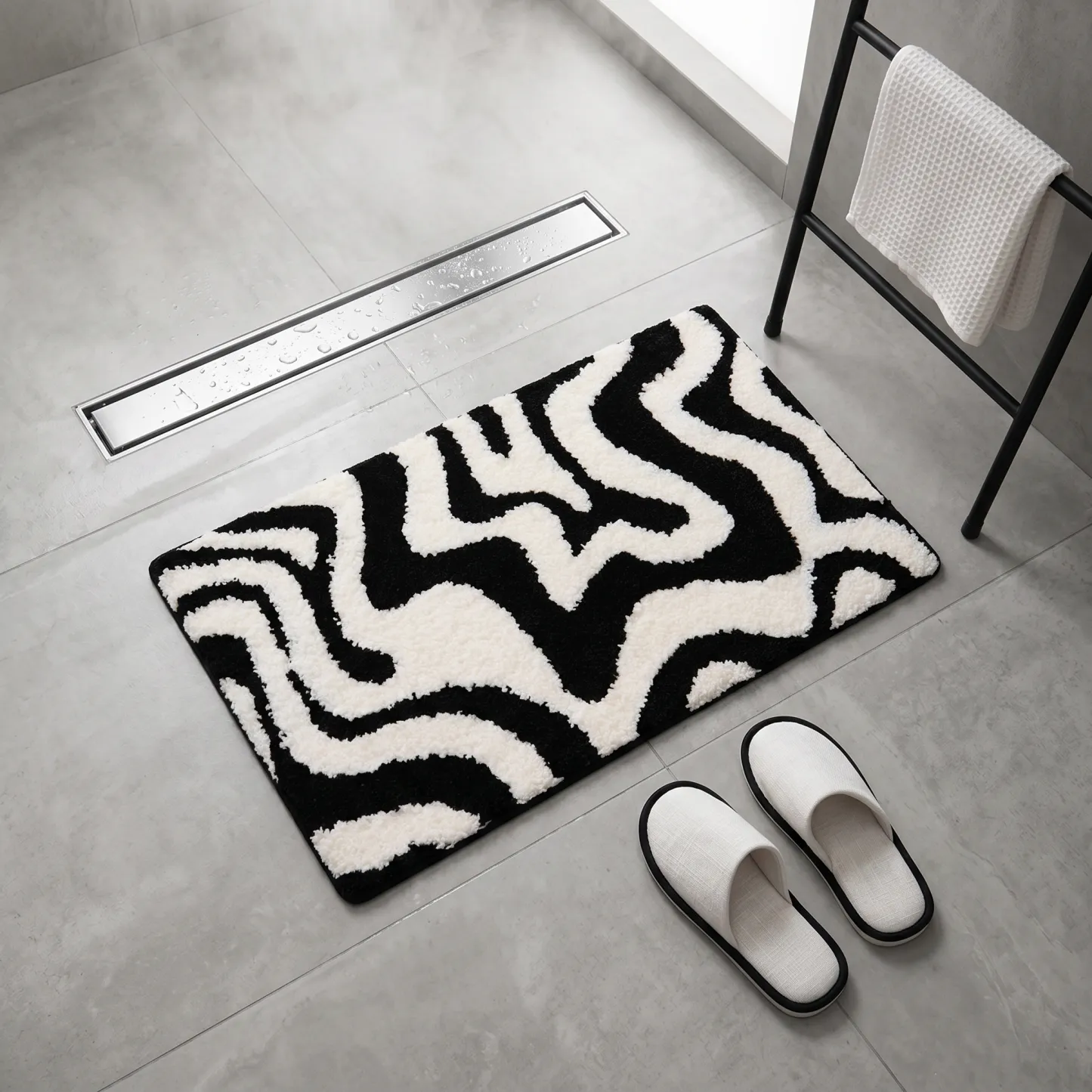 Modern Zebra Swirl Flocked Rug