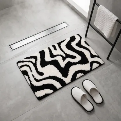 Modern Zebra Swirl Flocked Rug