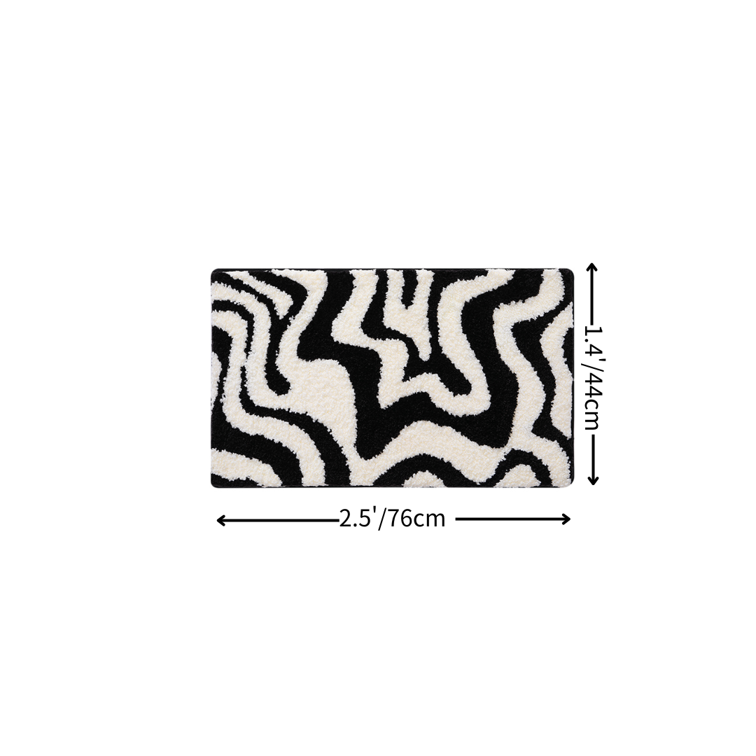 Modern Zebra Swirl Flocked Rug