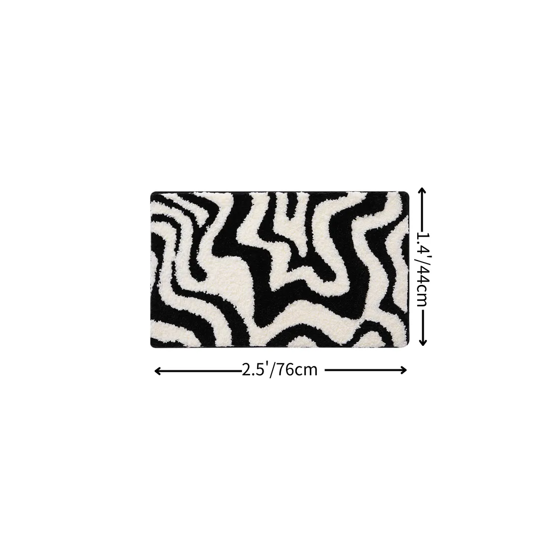 Modern Zebra Swirl Flocked Rug