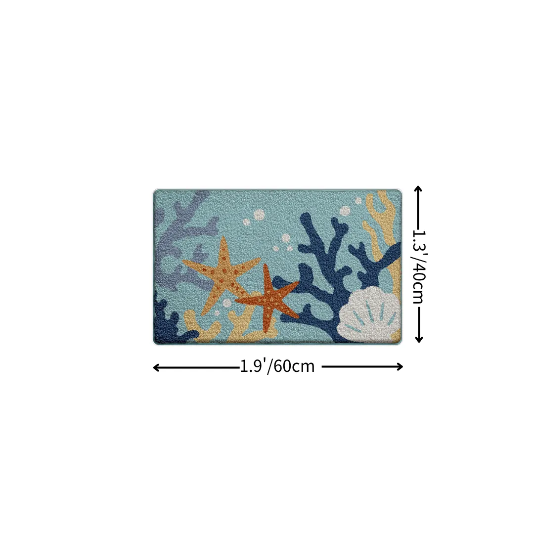 Ocean Coral Shell Seaside Flocked Rug