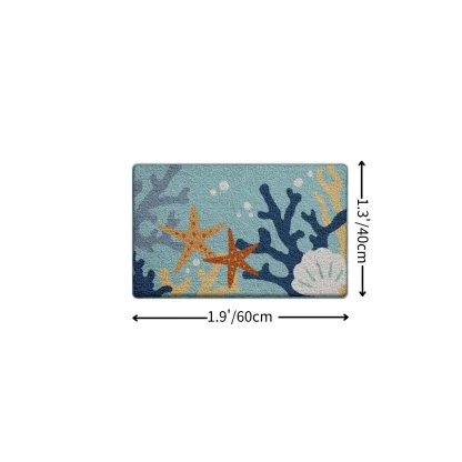 Ocean Coral Shell Seaside Flocked Rug