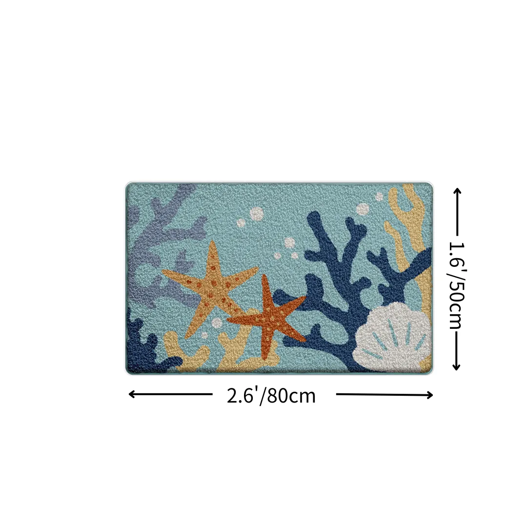 Ocean Coral Shell Seaside Flocked Rug