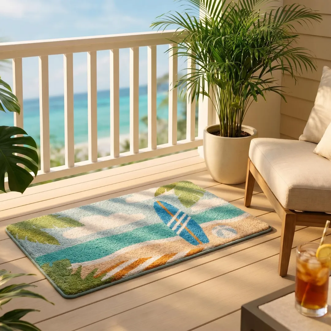 Palm Breeze Sunny Shore Flocked Rug