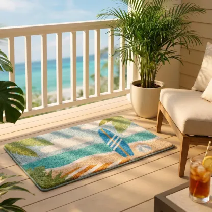Palm Breeze Sunny Shore Flocked Rug