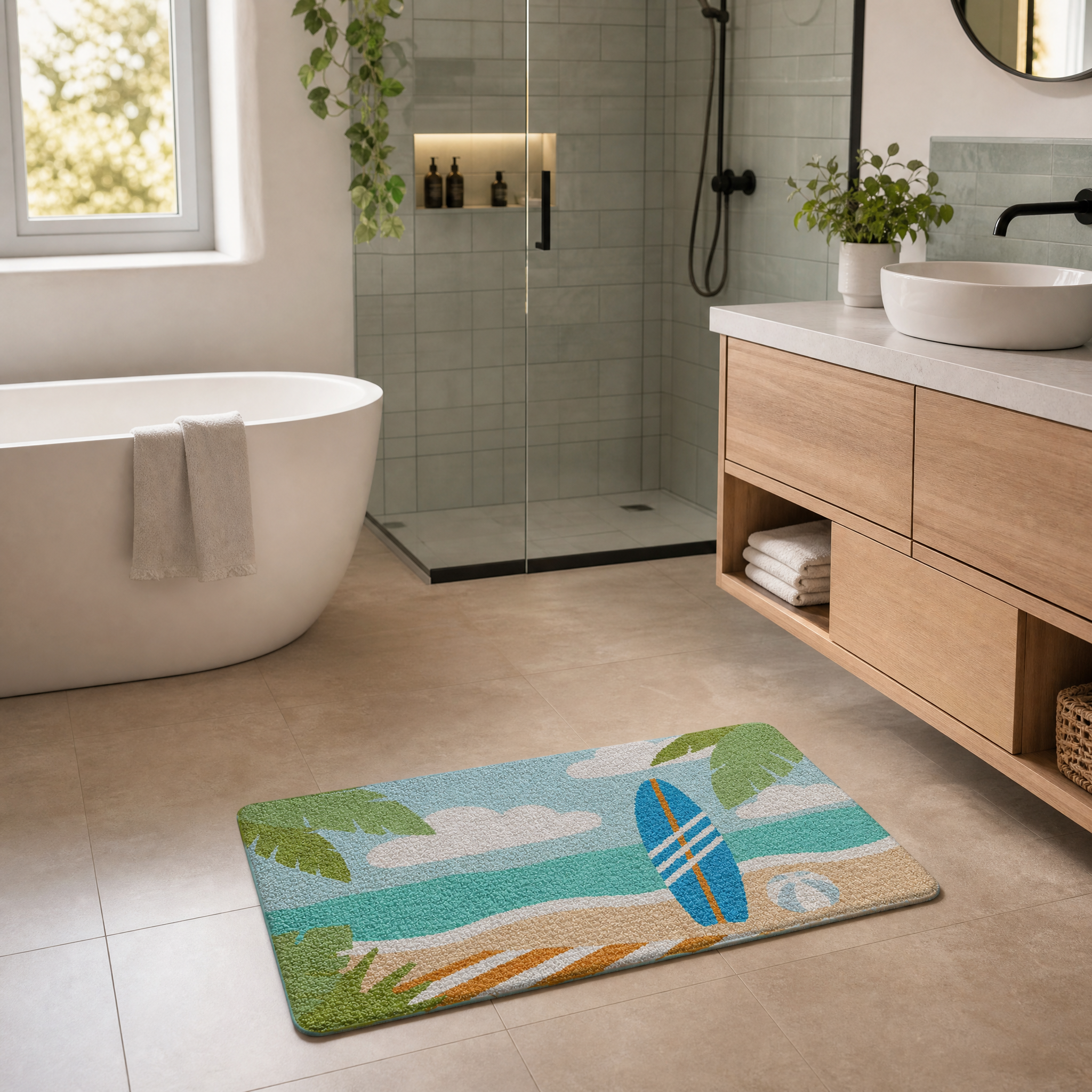 Palm Breeze Sunny Shore Flocked Rug