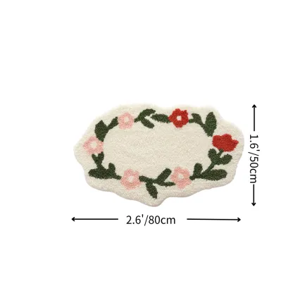 Pastel Floral Wreath Flocked Rug