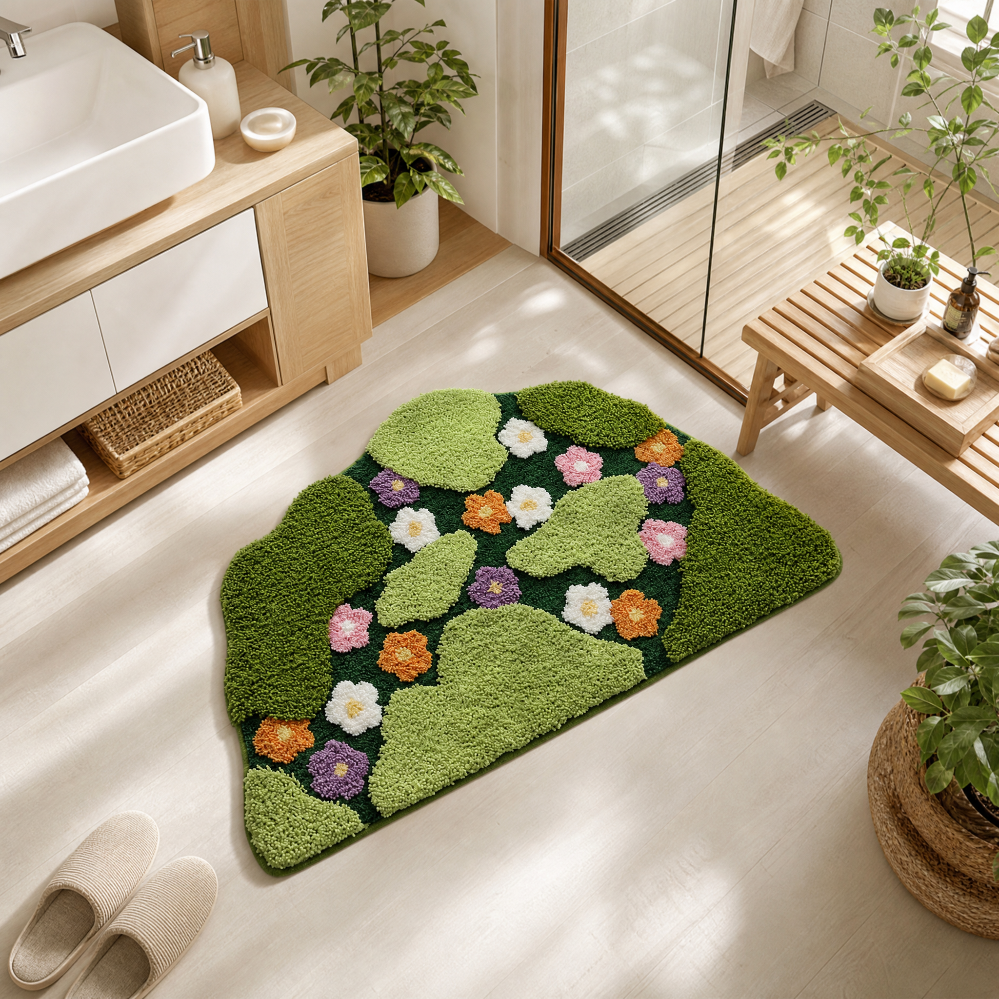 Pastoral Wildflower Meadow Flocked Rug