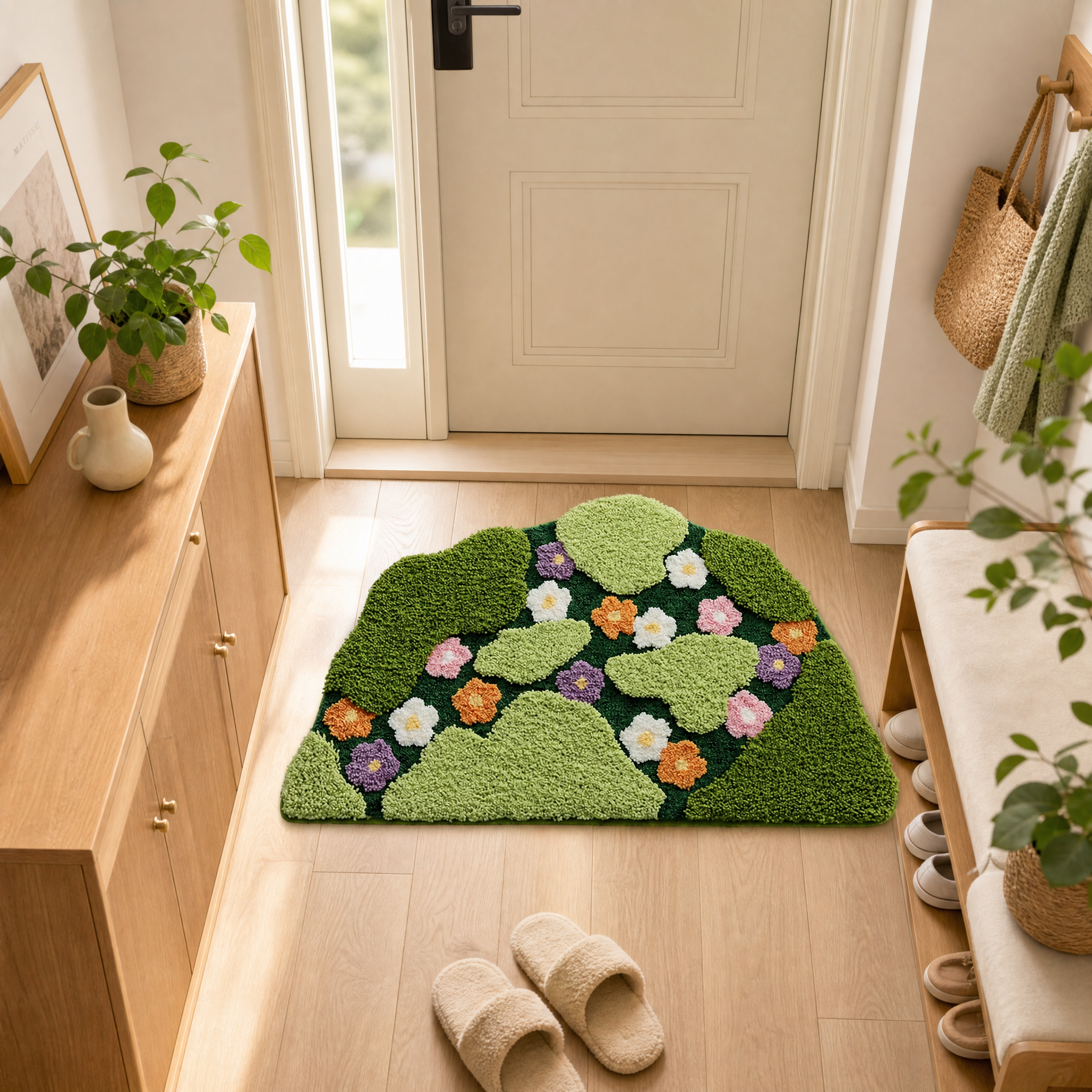 Pastoral Wildflower Meadow Flocked Rug
