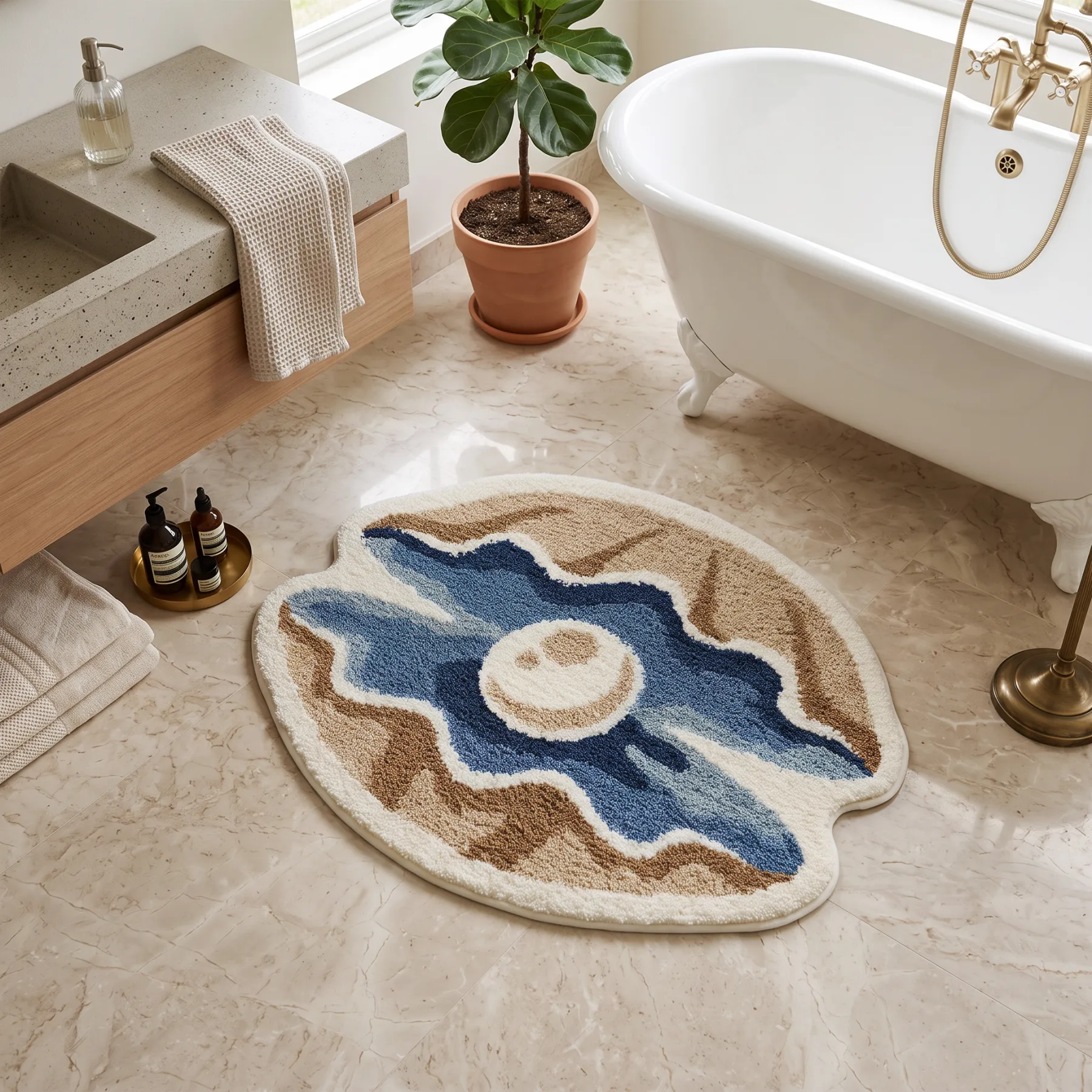 Pearl Oyster Shell Flocked Rug