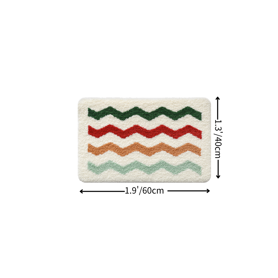 Rainbow Zigzag Wave Flocked Rug