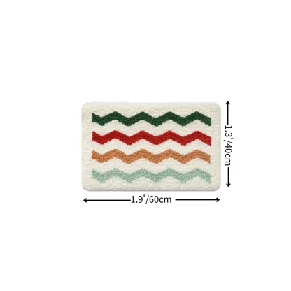 Rainbow Zigzag Wave Flocked Rug