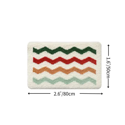 Rainbow Zigzag Wave Flocked Rug