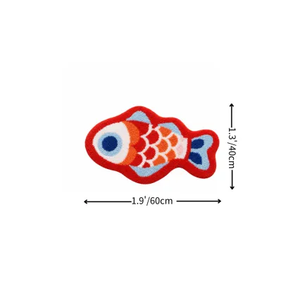Red Lucky Koi Fish Flocked Rug