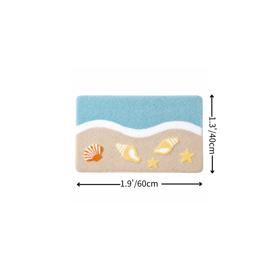 Seaside Shell Starfish Flocked Rug