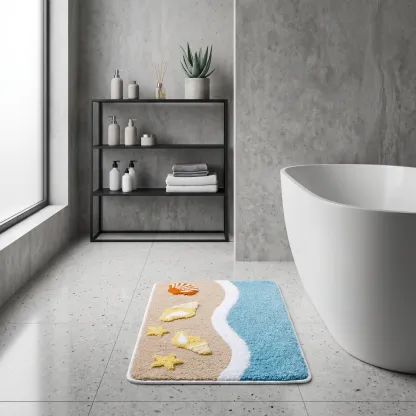 Seaside Shell Starfish Flocked Rug