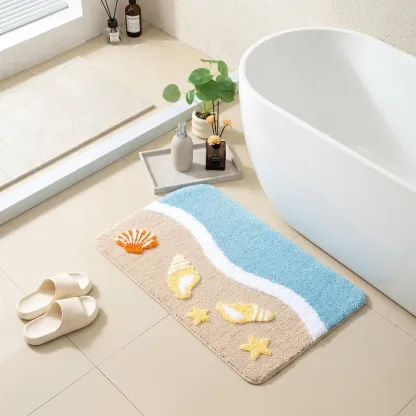Seaside Shell Starfish Flocked Rug