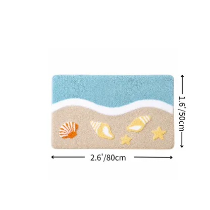 Seaside Shell Starfish Flocked Rug