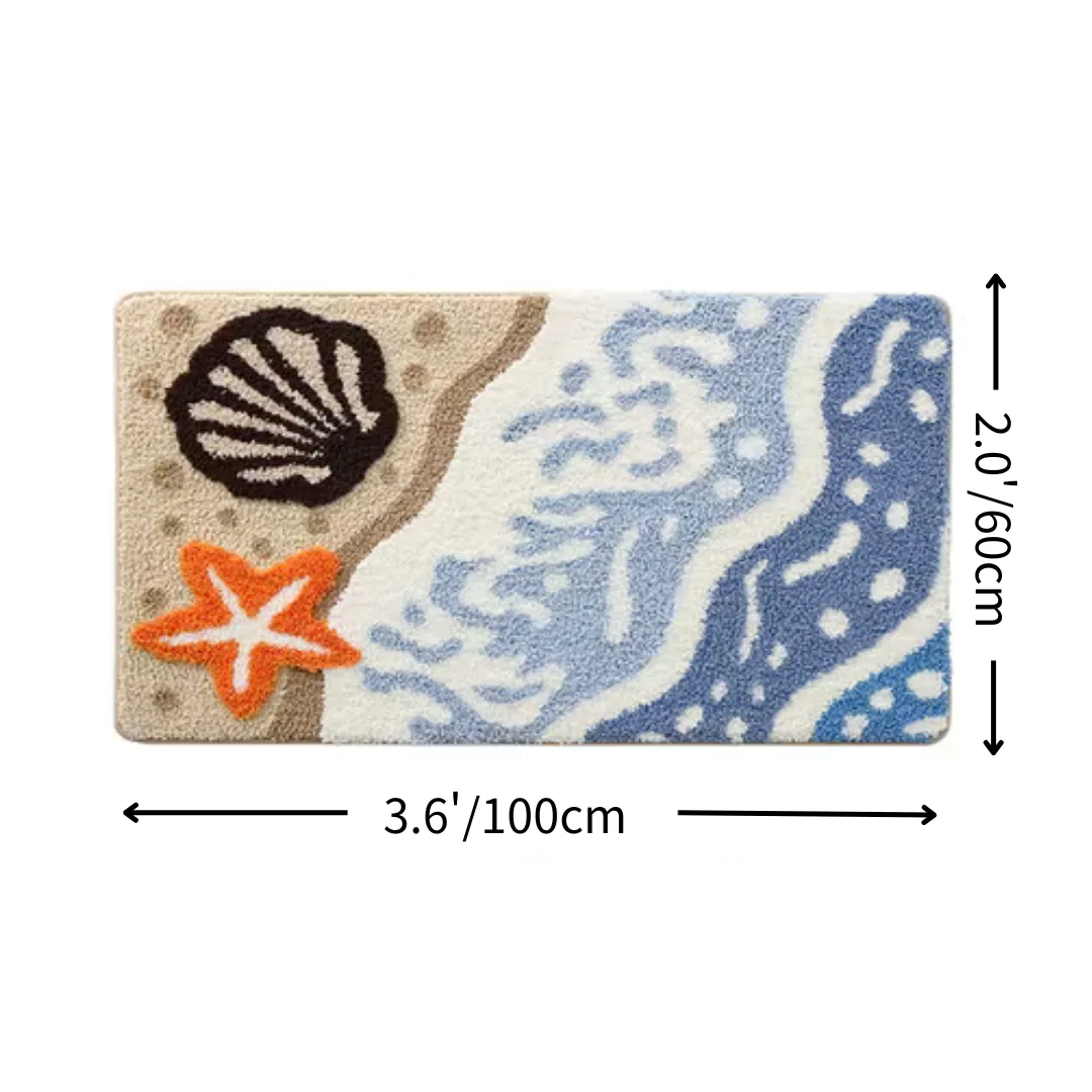Shore Shell Starfish Flocked Rug
