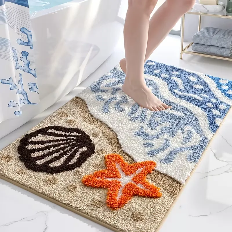 Shore Shell Starfish Flocked Rug