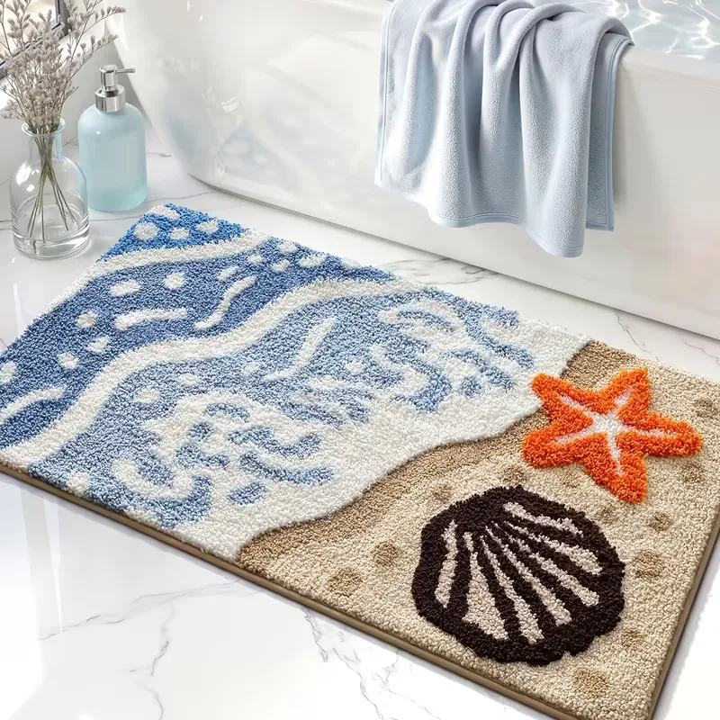 Shore Shell Starfish Flocked Rug