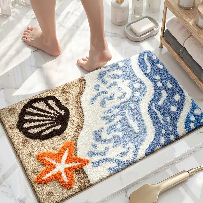 Shore Shell Starfish Flocked Rug