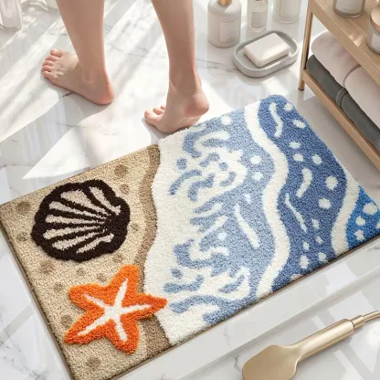Shore Shell Starfish Flocked Rug