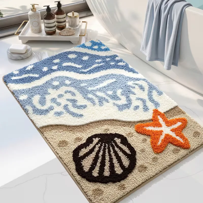 Shore Shell Starfish Flocked Rug