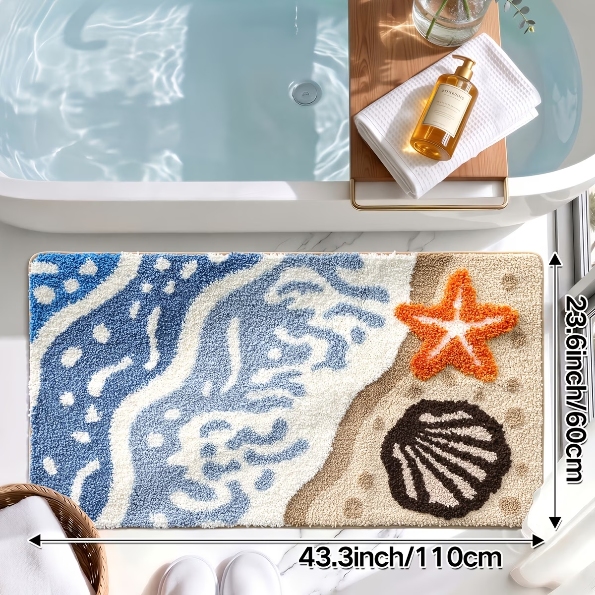 Shore Shell Starfish Flocked Rug