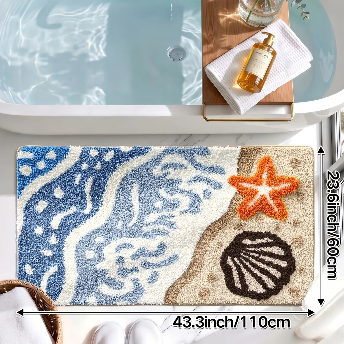 Shore Shell Starfish Flocked Rug